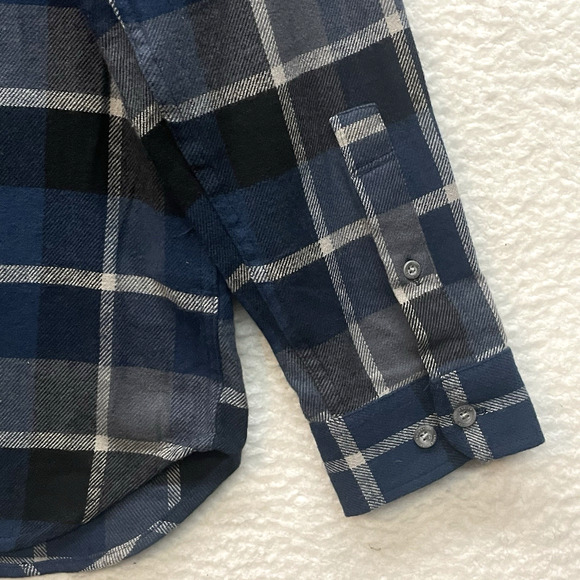 Eddie Bauer Shirt Mens XL Tall Blue Black Plaid Flannel Outdoor Cabin Lumberjack - Picture 6 of 11